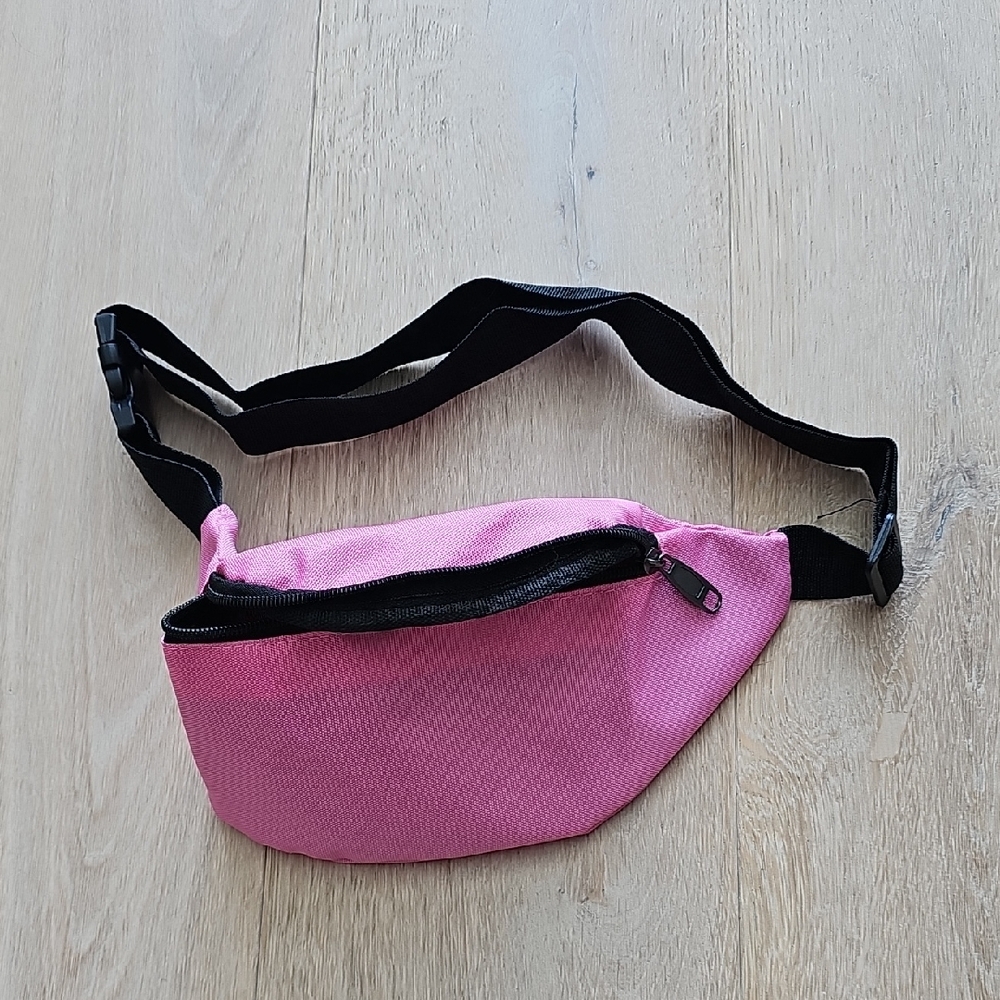NWOT Pink Waist Bag with Black Strap